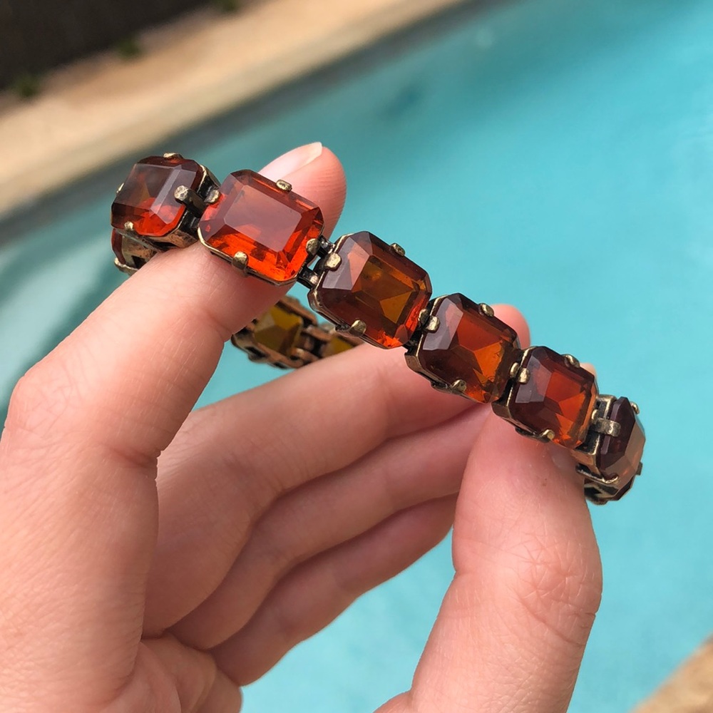 $79 J.CREW amber glass bracelet classic 7 in.